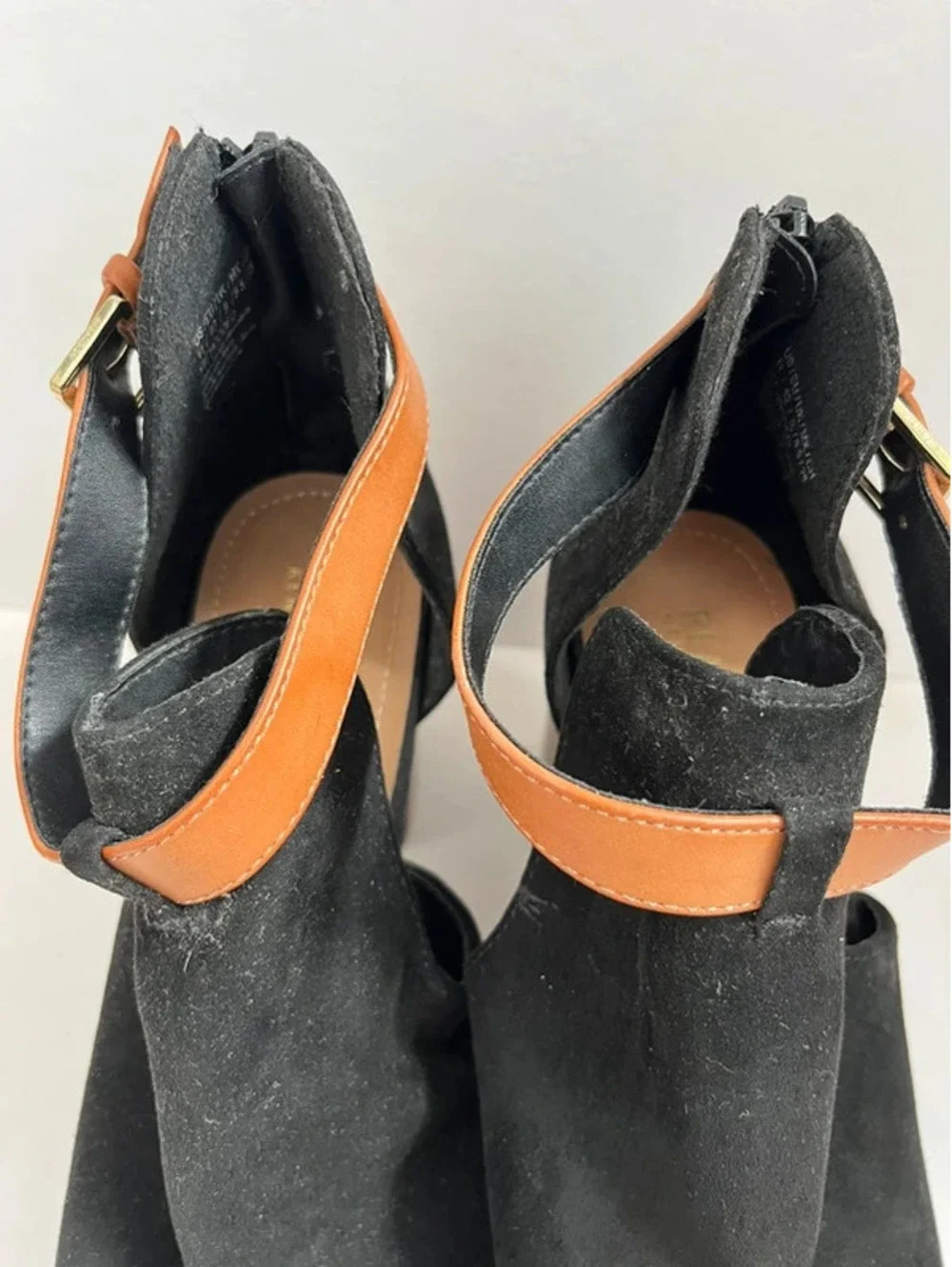 Kenneth Cole Reaction Black Hit Hooded Bootie Open Toe Wedges Heels Size 11